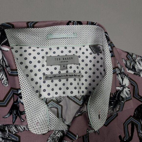 Ted Baker Stefan Tiger Mash Up Slim Fit Button Up Shirt Preppy Lightweight 5 XL - Picture 5 of 8